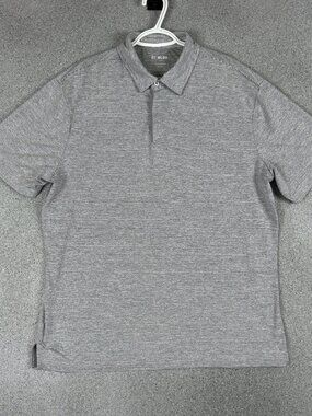 01.Algo Arrieta Mens Polo Shirt XL Gray Striped Golf Work Performance MGK10043S